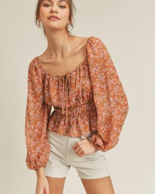 Chic Smocked Floral & Polka Peplum Tops – Set Your Style Free